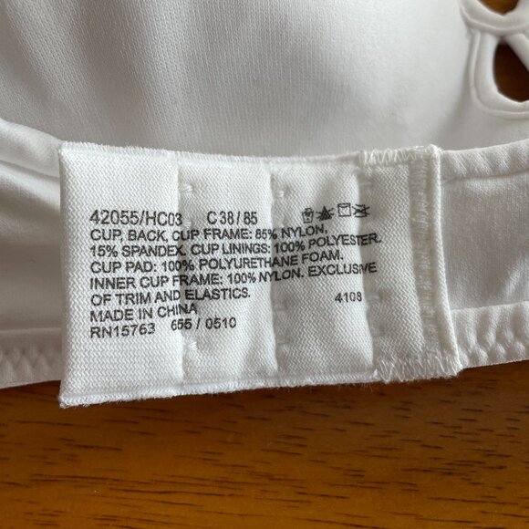 Size 38C Hanes white convertible wire-free lightly padded bra adjustable straps - Picture 7 of 12